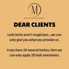 Lash techs aren’t magicians… we work with what you provide. If you have 20 natural lashes, we can only apply 20 lash extensions. Let’s achieve the best results together! If you would like to edit this post with your logo and color scheme, comment “share” and we will send you a direct link to edit. Follow us for more tips and tricks iG @megalashacademy Shop our lash products ⤵️ www.megalashacademy.com #tampalashsupplies #megalash #eyelashextension #brownlashes #tampalashesextension #tampal... Lash Posts, Lash Products, Lash Tech, Lash Extension, Future Goals, Natural Lashes, Lash Extensions, Eyelash Extensions, The Magicians