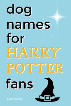 harry potter fan poster with the words dog names for harry potter fans