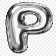 the letter p is made out of shiny silver material, with no background clipping