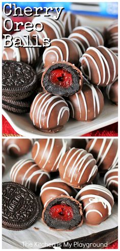 chocolate covered cookies and oreos on a plate