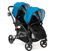 Contours Options Elite - $300 // seats can face either direction, can hold 2 car seats, huge under basket, stands folded, 38 pounds, 26" wide. **rep said can't use seats til baby has head control, and not compatible with any toddler board. Twin Gear, Tandem Stroller