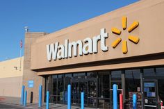 a walmart store with the front door open