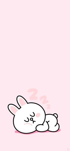 a pink background with an image of a rabbit sleeping on it's back and its eyes closed