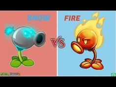 two cartoon characters, one with fire and the other with snow