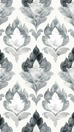 black and white floral pattern with watercolor effect