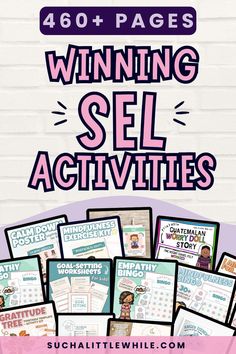 SEL All Access Membership: 460+ Pages Winning SEL Activities (Text overlay a stock photo of a white brick wall. Image includes 14 layflat cover photos of some of the social-emotional learning activities.) By Suchalittlewhile.com Social Emotional Development Activities, Emotional Development Activities, Counselor Activities, Sel Activities, Social Emotional Learning Lessons, Worksheets For Preschool, Social Emotional Learning Activities, Social Emotional Development, Learning Worksheets