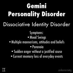 the words germini personality disorder are in black and white, with an image of a