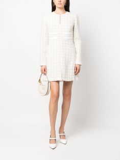 Giambattista Valli long-sleeve Tweed Minidress - Farfetch Keyhole Neck, Versace Outfit, Yoko London, Wardrobe Edit, City Dress, Giambattista Valli, Summer Beach Wear, Exclusive Fashion, Lady Dior