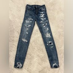 - New - Never Worn - Sold As Pictured Size 00, High Jeans, Jeggings, Next Level, American Eagle, Women Jeans, High Rise, Women Shopping, Blue