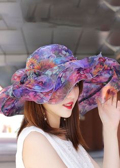 Chic Pink Print Organza Floppy Sun HatMade of fine Organza.Hat Circumference: 58cm/22.62". Matches easily with daily hairstyle, dresses & Shirts Floppy Sun Hat, Floppy Sun Hats, Daily Hairstyles, Chic Pink, Sun Hat, Pink Print, Sun Hats, Sun, Hats