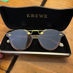 Krewe Sunglasses Purchased At The Miami Store Krewe Sunglasses, Colored Sunglasses, Blue Gold, Sunglasses Accessories, Miami, Color Blue, Women Accessories, Sunglasses, Gold