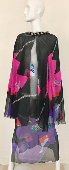 For Sale on 1stDibs - This 80's Hanae Mori ensemble is very elegant with it's black silk chiffon with pink abstract print work. It is very versatile, as the skirt can be worn Abstract Print Dress, Pink Abstract, Work It, Black And Pink, Black Silk, Abstract Print, Dress Skirt