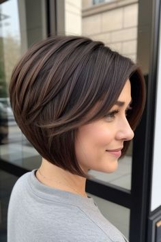 28 Stunning Chin Length Haircuts To Elevate Your Style - Glamour Corner Chin Length Angled Bob, Angled Bob With Bangs, Feminine Haircuts, Angled Bob Haircut, Angled Bob Haircuts