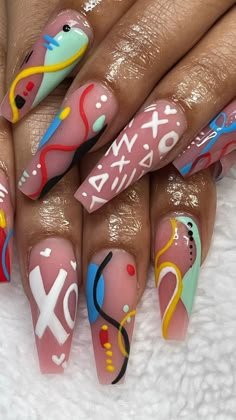 Nails Now, Colorful Nail, Nails And Toes, Colorful Nail Designs, Coffin Nails Designs