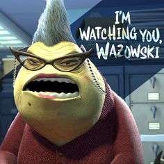 an animated character wearing glasses and a sweater with the caption i'm watching you, wazoowkki