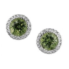 METAL SPECIFICATIONS Metal Name: White Gold 14K STONE SPECIFICATIONS Stone Name: TOURMALINE/DIAMOND Stone Cut : Round cut Stone Specifications: There are two green tourmaline approx. 4.50 carats each (Approx. Dia. 10.5 mm) & approx. 0.25 carats round smaller diamonds on side in each earring Natural earth-mined diamonds Total Stone Weight : approx. 9.50 carats Color : Green/F Clarity : AAA/VVS1 APPRAISAL Appraised Value : $7500.00 Comes with Certificate All kind of customization and options a Diamond Earrings Studs Round, Earring Gold, Natural Earth, Perfect Gift For Mom, Green Tourmaline, Quality Diamonds, Round Earrings, Conflict Free Diamonds, Diamond Stone