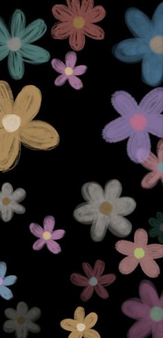 an image of colorful flowers on black background