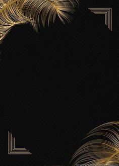 a black and gold background with some golden feathers