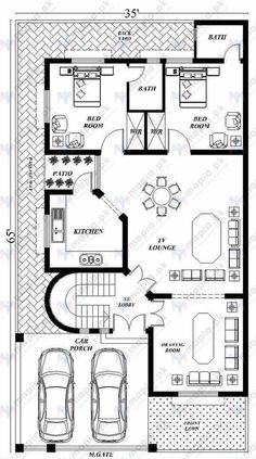 the floor plan for a two bedroom house with garage and living room, which is located in