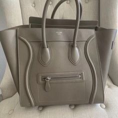 Authentic Celine Mini Luggage In Taupe Color. Only Sign Of Wear Is The Inside Stain Which Can Be Removed If Taken To Cleaners. Celine Mini Camera Bag, Bolsa Celine Luggage Mini, Celine Mini Luggage, Mini Luggage, Celine Shoes, Luggage Bag, Celine Luggage Bag, Celine Bags, Taupe Color