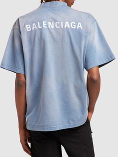 Crewneck. Front and back embroidered logo details. Vintage effect may vary Balenciaga Men, Vintage Effect, Branded Belts, Sport Swimwear, Sports Sweatshirts, Crossbody Messenger Bag, Swim Accessories, Shearling Jacket, Sport Pants