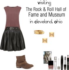 "Visiting The Rock & Roll Hall of Fame and Museum at Cleveland, Ohio" by patisallves on Polyvore Party T Shirts, Pu Skirt, Cleveland Ohio, Rock Roll, Hall Of Fame, The Rock, Cleveland, Rock And Roll