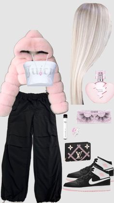 #outfitinspo #beauty #pink #black #outfit #chavgirl #chavvy #chavv #chavygirl #white #fitinspo #fit #juicycouture #louisvuitton #uk #british #blonde #xx Pink Black Outfit, Cute Fits, Black Outfit, Pink Black, Blonde, Makeup, Pink, Beauty