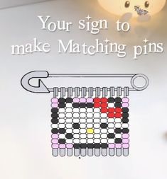 an image of a knitting pin with the words, your sign to make matching pins