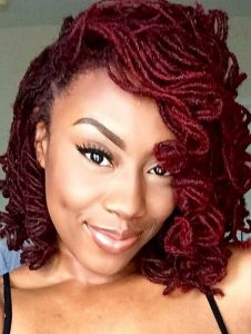 Intense Red Sisterlocks on @patience_edet - CURLYNUGROWTH.com More Red Sisterlocks, Locs Styles, Short Locs Hairstyles, Dreadlock Styles