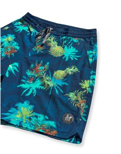 LlamaSeal™ Tech Recycled Poly / Coconut husk stretch Fabric Side Zipper Pocket 18" Outseam Snap Close Back Pocket 2 Slash Front Pockets Sunglass / Utility Loop Tiger Palm, Beautiful Tiger, Coconut Husk, Shipwreck, Mens Green, Independent Designers Fashion, Tropical Print, Board Shorts, Llama