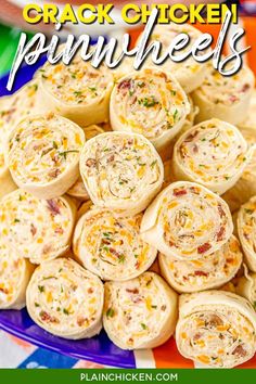 cracker pinwheels on a plate with text overlay