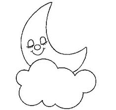 a cartoon moon sleeping on top of a cloud