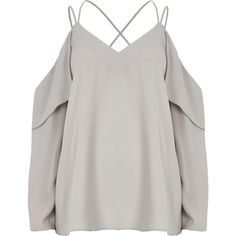 Grey cold shoulder cross back blouse ($44) ❤ liked on Polyvore featuring tops, blouses, frilly blouse, open shoulder tops, cold shoulder tops, crepe blouse and long sleeve ruffle blouse Open Shoulder Blouse, Gray Blouse, Cold Shoulder Tops, Frilly Blouse, Frill Blouse, Crepe Blouse, Cross Neck, Grey Long Sleeve Shirt, Grey Blouse