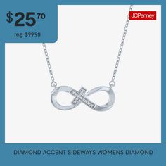 Features: Religious Jewelry, Quick ShipDiamond Clarity: I3Jewelry Closure: Spring Ring ClaspSetting: ProngShape: Infinity, CrossStone Cut: RoundDiamond Color: I-JMetal Color: WhiteChain Length: 18 InchExtender Length: 2 InchRounded Carat Weight: Less Than 1/10 Ct.t.wChain Construction: CableCare: Wipe CleanStone Type: 12 Natural DiamondAuthenticity: Natural DiamondBirthstone: April BirthstoneMetal: Sterling SilverNecklace Type: Pendant NecklacesCountry of Origin: Imported White Infinity Jewelry, Infinity Pendant, Buying Diamonds, Sterling Silver Cross, Religious Jewelry, Silver Cross, Spring Rings, White Diamond, Diamond White