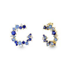 Gold & Diamond Sapphire Wrap Hoop Earrings - Sydney Evan Fine Jewelry Sapphire Hoop Earrings, Sun Valley, Sydney Evan, Body Jewellery, Animal House, How To Make Notes, Long Life, Bracelet Sizes, Palm Springs