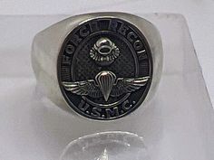 Solid sterling silver ring. Beautiful piece to gift or for yourself. Semper Fi Force Recon, Class Rings, Semper Fi, Class Ring, Sterling Silver Ring, Silver Ring, Sterling Silver Rings, Force, Jewelry Rings