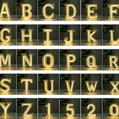 an illuminated alphabet set with letters and numbers