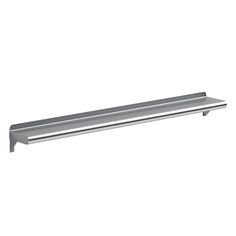 a stainless steel shelf is shown against a white background