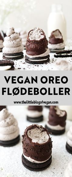 vegan oreo floeboiler cookies with chocolate frosting on top