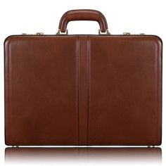 McKlein Harper Leather 4.  Expandable Attache Briefcase - Brown Classic Business Luggage With Leather Lining, Classic Leather Luggage For Formal Use, Classic Leather Luggage For Formal Occasions, Classic Rectangular Laptop Case, Classic Brown Office Cases, Classic Brown Cases For Business Trips, Brown Rectangular Briefcase For Work, Formal Brown Briefcase With Case Included, Brown Luggage With Luggage Sleeve For Formal Use