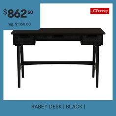 a black desk with the price $ 862 50 reg $ 130 00 for it