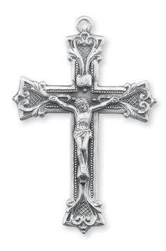 "Beautiful Jesus Gothic style cross for rosary or other jewelry creation. Sterling silver 2 1/4\" crucifix * Photo enlarged Sterling silver high relief 2-1/4\" Gothic scroll worked crucifix with flared scrolled ends. Perfect for bracelets, add to a rosary,pendants or to give as a little gift in cards. Please see Beattitudes gifts for more jewelry, art, rosary parts and spiritual gifts." Catholic Jewelry, High Relief, Christian Cross, Miraculous Medal, Gothic Style, Religious Jewelry, Leather Tassel, Jewelry Creation, Christian Gifts