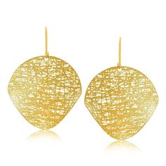 An eye-catching pair of dangling style earrings with an exquisite mesh design. Made of 14k yellow gold and secured with french style backings. Earring Information Length 1.63 inches Width 1.25 inches Backing French Wire Approximate Weight 3.5 gram(s) Metal 14K Yellow Gold Flat Earrings, Orange Gem, Fall Earrings, Earrings Inspiration, Disc Earrings, Metal Ball, Wire Weaving, Gold Lace, Fall Jewelry