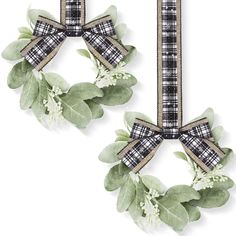 PRICES MAY VARY. A Nice Wreath Set: the package includes 2 pieces of green faux cabinet wreaths, each cabinet wreath comes with a faux burlap black white buffalo plaid bow, meeting your decorating needs in various places Proper Size for Cabinet: each farmhouse wreath comes with a size of approx. 23 cm/ 9 inches in outside diameter and approx. 12 cm/ 4.7 inches in inside diameter, just the appropriate size to decorate your cabinets and shelves, without taking up too much space Long Lasting and Se Window Greenery, Wreaths With Ribbon, Kitchen Cabinet Wreaths, Faux Cabinet, Cabinet Wreath, Cabinet Wreaths, Wall Window Decor, Farmhouse Kitchen Cabinet, Summer Greenery