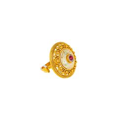 Embellish your hand with the exquisite charm of this 22k antique gold cocktail ring by Virani Jewelers. This unique gold ring boasts traditional Indian designs and colorful rubies and cubic zirconia, creating a captivating piece of fine gold jewelry. Elevate your style with this stunning gold cocktail ring, perfect for adding a touch of elegance to any attire.Features• 22k yellow gold• Cubic zirconia• Ruby• Antique finish• Engraved detailsSpecifications:• Minimum Width - 1.85 millimeters• Maximu Unique Gold Rings, Indian Designs, Fine Gold Jewelry, Gold Cocktail Ring, Gold Cocktail, Antique Finish, Traditional Indian, Indian Design, Cocktail Ring