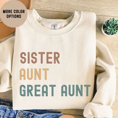 Hi, Welcome to Our Store! Looking for the unique gift for your sister? This sister sweatshirtis the perfect birthday gift. Look no further than our cool aunts shirt! All of our Auntie tshirts are made with the highest quality materials and are super soft and cozy! This stylish shirt is perfect for any aunt who loves to stay cool. Our aunt shirt is made from cotton and features a relaxed fit. Add this unique and personalized gift to your aunt's wardrobe today! We sell Bella & Canvas soft t-shirts Aunt Shirt, Great Aunt, Baby Lamb, Aunt Shirts, Gifts For Your Sister, Pregnancy Announcement Shirt, Perfect Birthday Gift, Aunt Gifts, Gildan Sweatshirts