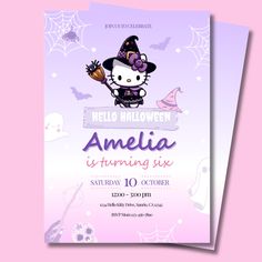 a hello kitty halloween party flyer