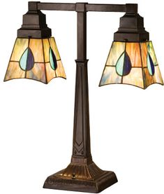 two light table lamp with stained glass shades