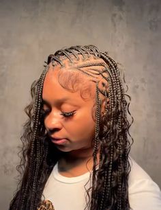 Flipover Fulani Knotless, Pink Knotless, Really Curly Hair, Teenage Hairstyles, Cute Braids, Pretty Braids, Frontal Wig Hairstyles