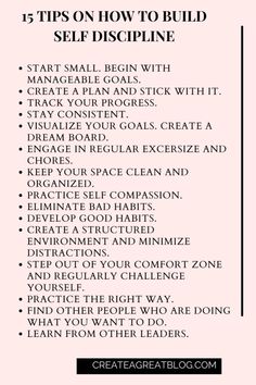 15 great tips on building discipline! How To Create Self Discipline, Developing Self Discipline, How To Disiplin Yourself, Becoming More Disciplined, Learn Self Discipline, Becoming Disciplined, How To Learn Self Discipline, How To Gain Discipline, Spell For Self Discipline